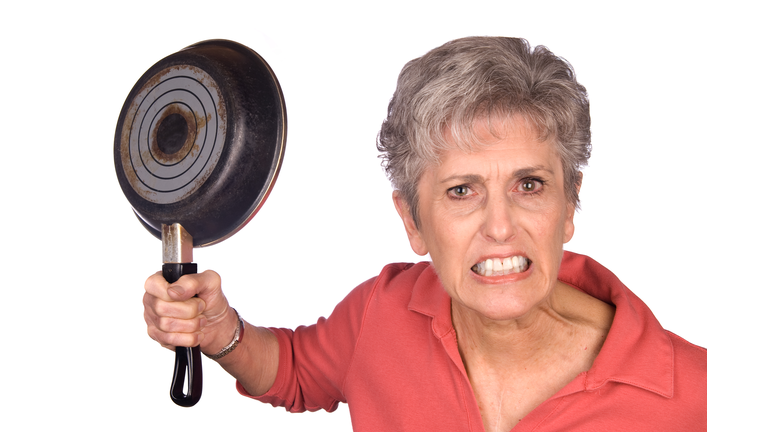Angry mother and frying pan