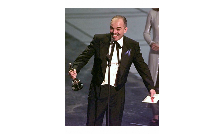 Actor Billy Bob Thornton holds his Oscar for Best