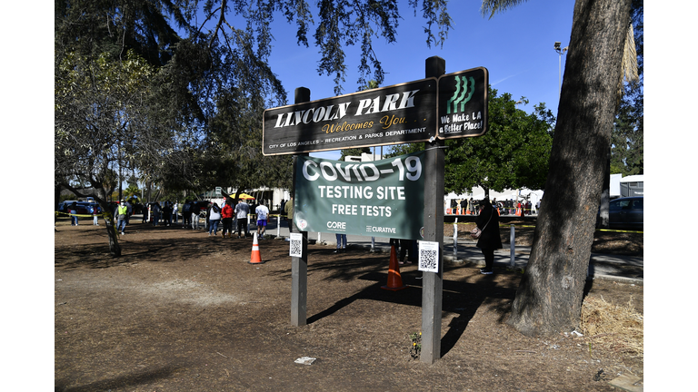 Mayor Eric Garcetti Visits Coronavirus Vaccination Site In Los Angeles With CORE Chairperson Sean Penn And CEO Ann Lee