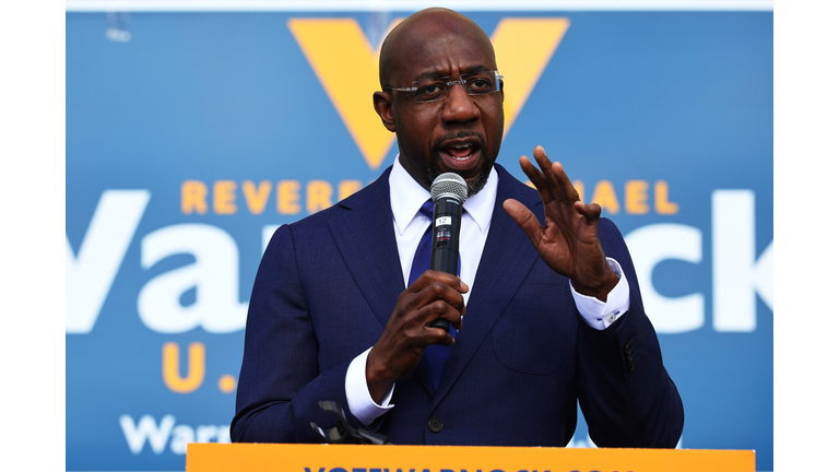 Georgia Democratic Senate Candidate Raphael Warnock Campaigns On Election Day