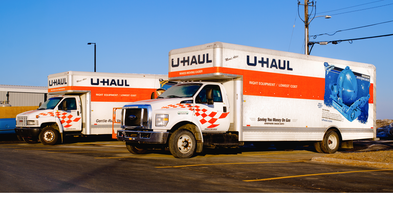 Parked U-Haul Trucks