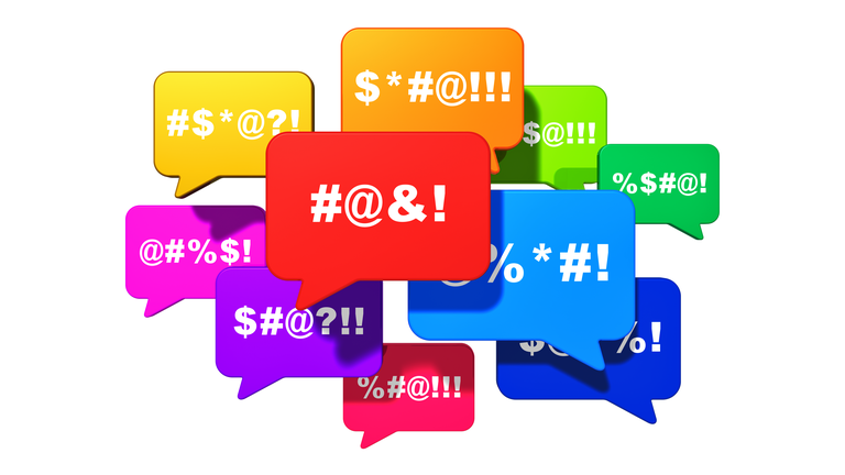 Color speech bubbles with censored swearing words