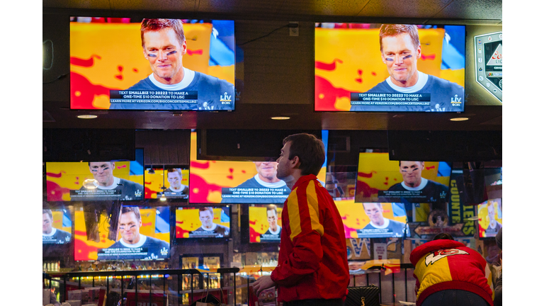 Football Fans Gather In Kansas City To Watch To Super Bowl LV Between The Kansas City Chiefs And The Tampa Bay Buccaneers