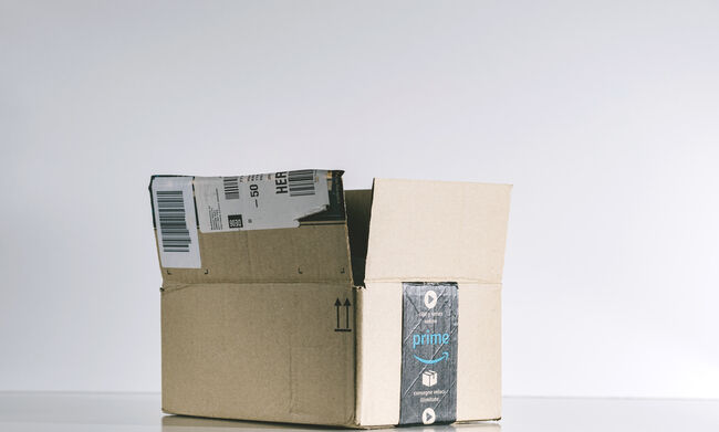 Amazon box in studio background