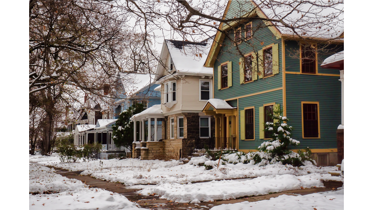 neighborhood in snow