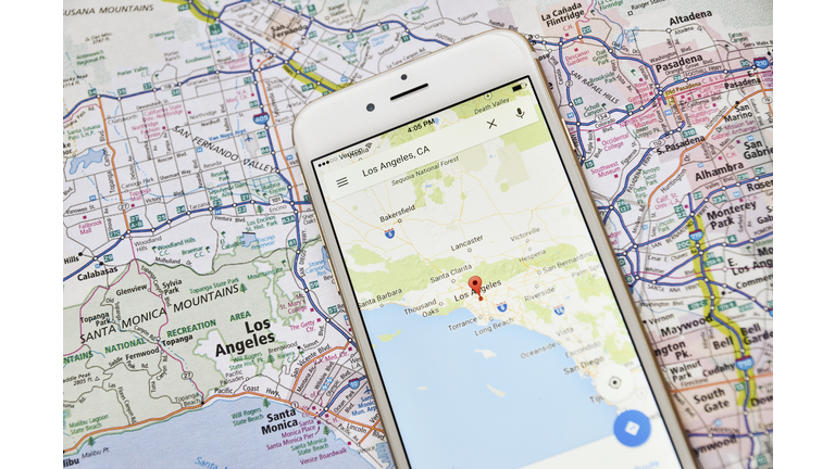 Los Angeles on iPhone and Map