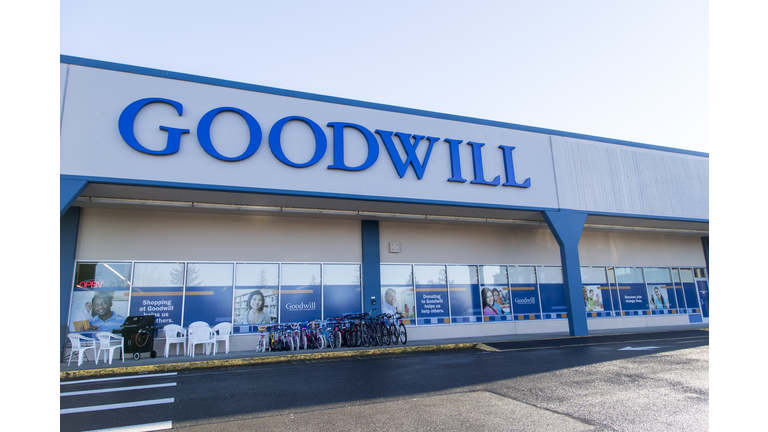 Goodwill sign on a retail store on a sunny day