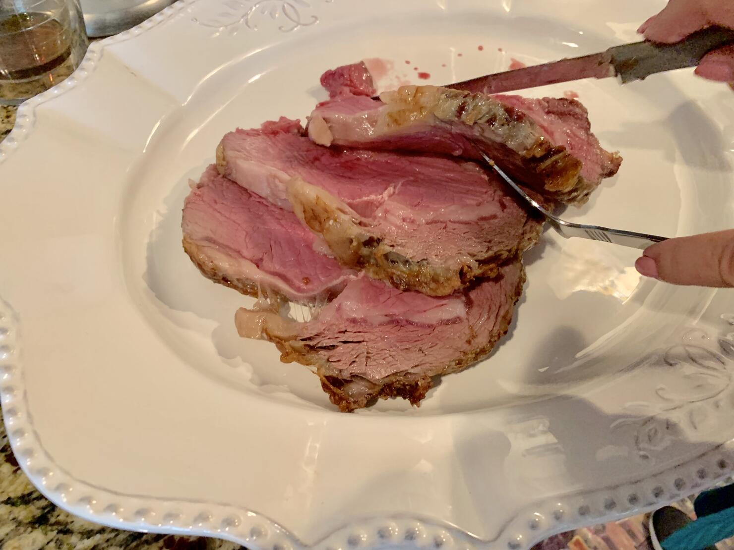 Standing Prime Rib Slices Prepared for Celebration