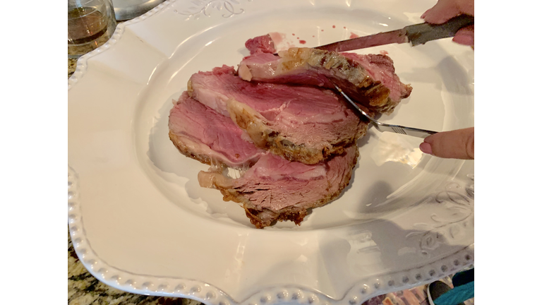 Standing Prime Rib Slices Prepared for Celebration