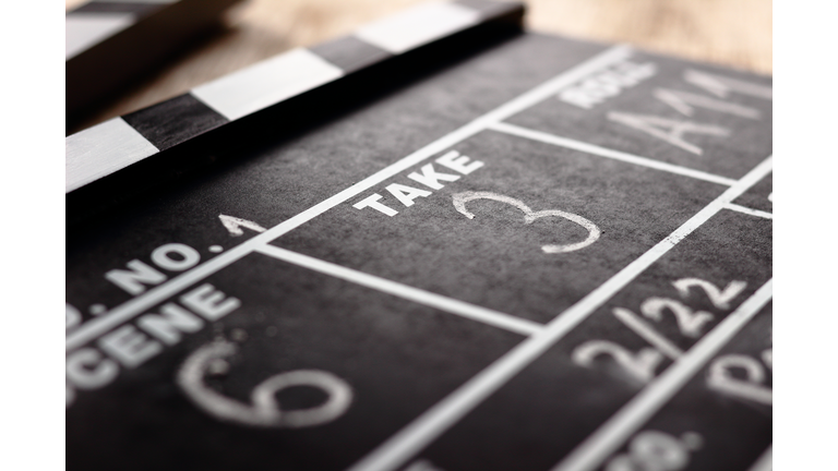 Close-up of Film Clap Board Film Slate