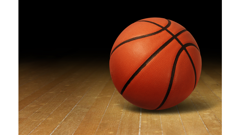 Basketball On Wood Court