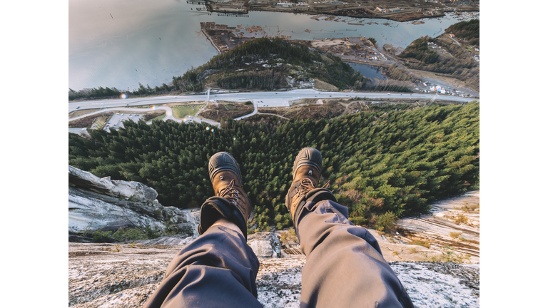 Looking strait down the shear cliffs of The Stawamus Chief