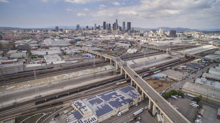 Sixth Street Bridge Snaking Into Downtown Los Angeles
