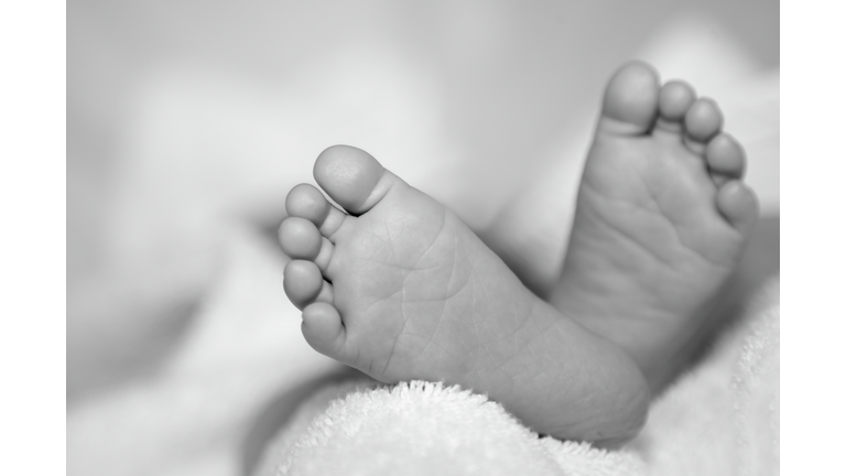 Baby Feet Close-up, monochrome