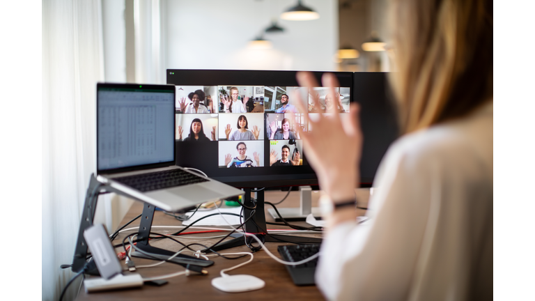 Business people having online meeting