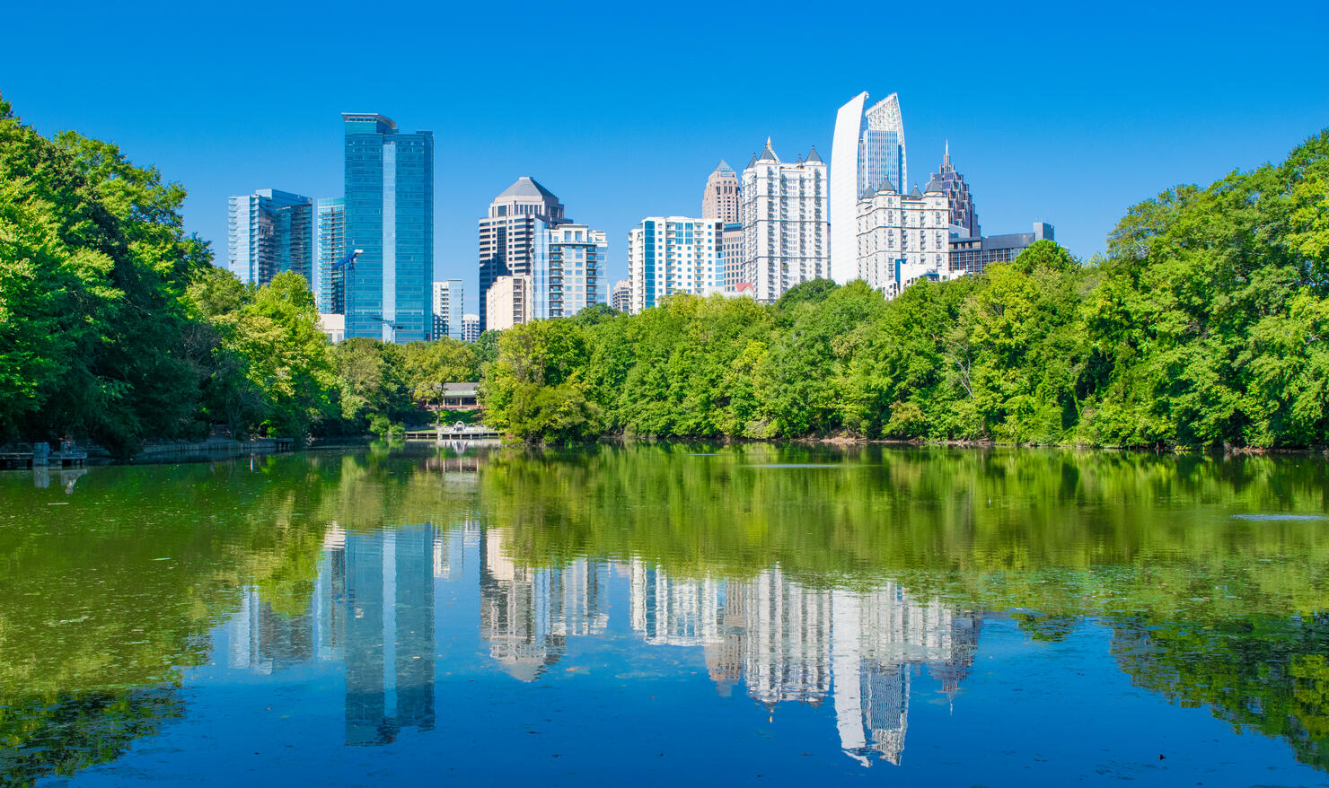 Atlanta Skyline Reflection in Piedmont Park