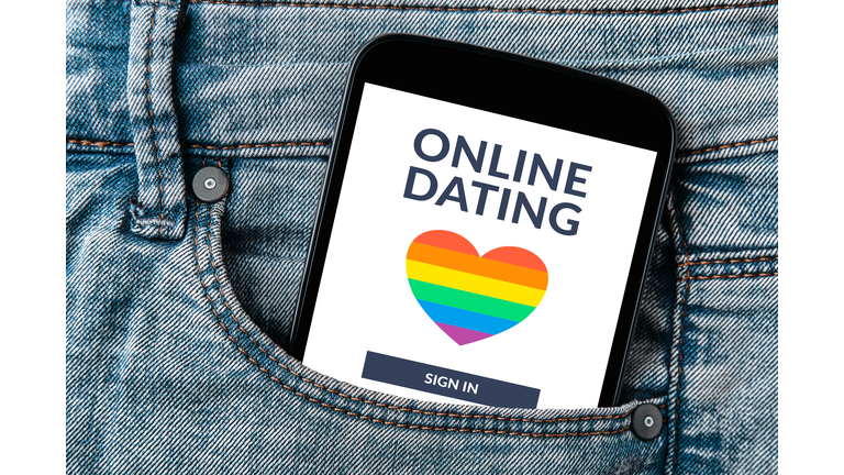 LGBT dating app concept on mobile screen