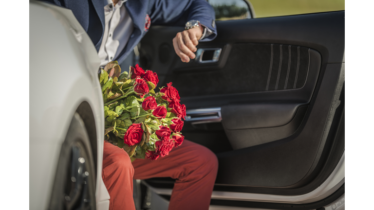 Men with Roses Bouquet