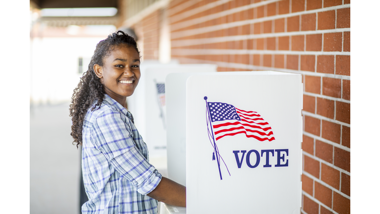 Beautiful Young Black Girl Voting