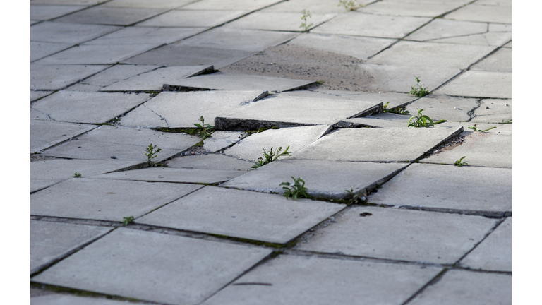 Earthquake effects on sidewalk