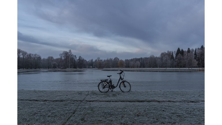 Black electric bicycle 