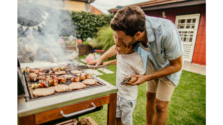 Grilling meat with my dad