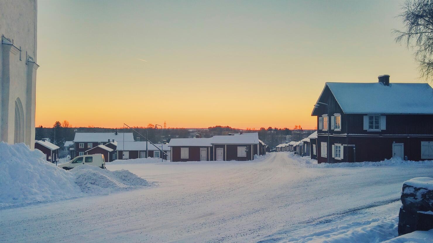 View Of Town In Winter