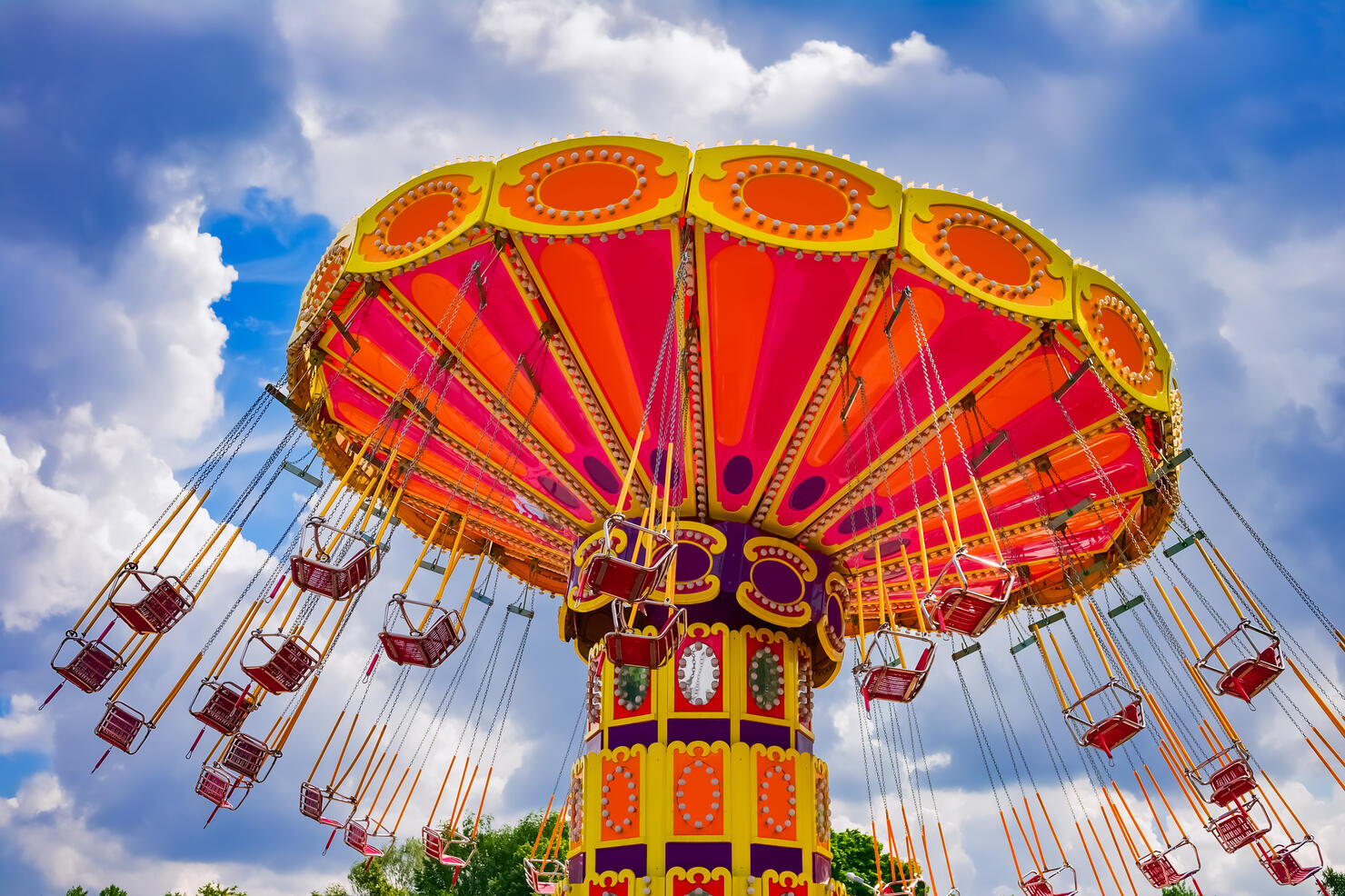 Colorful swing ride