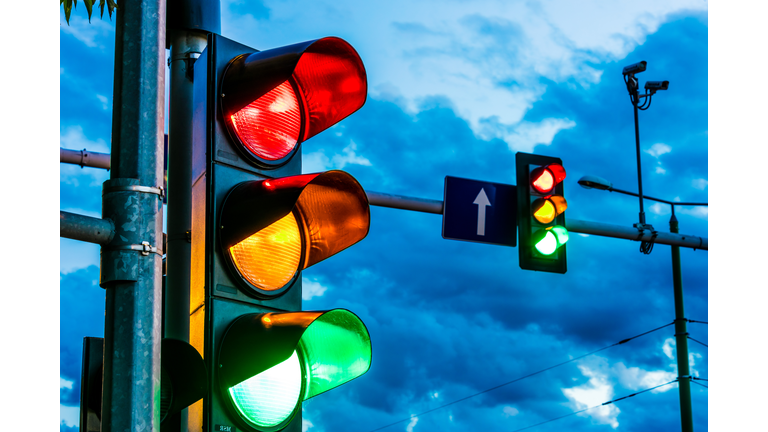 Traffic lights over urban intersection