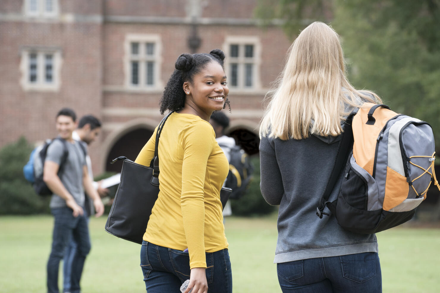 University Students Walking on Campus