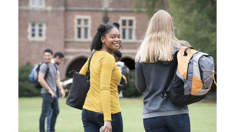 University Students Walking on Campus