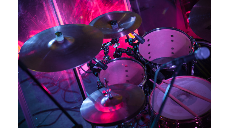 Rock music background with drum set