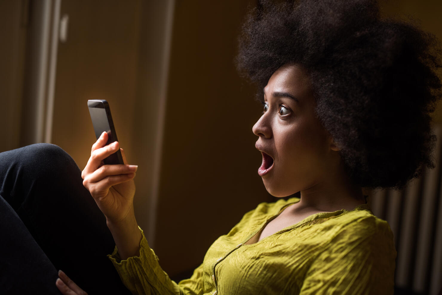 African American woman received a shocking text message.