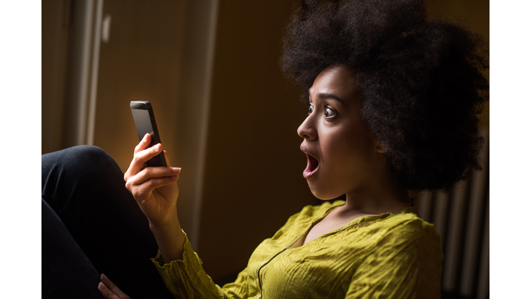 African American woman received a shocking text message.