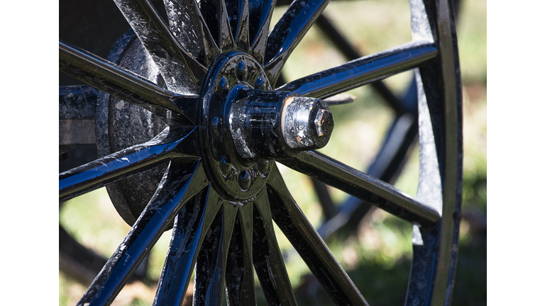 Spokes on the Wheel of Horse and Buggy in Amish Country, Pennsylvania