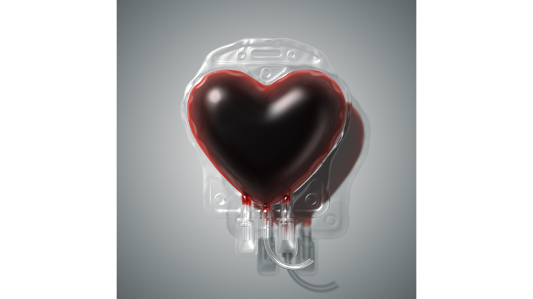 Heart shaped blood donation bag