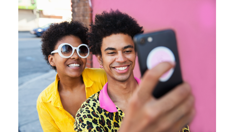 Young couple taking a selfie