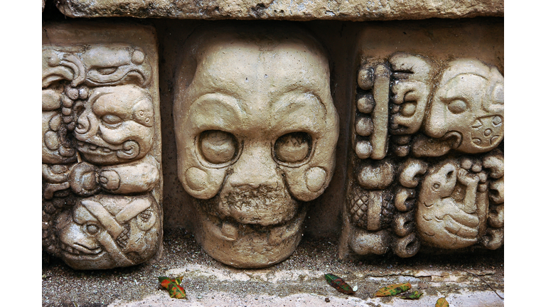 Closeup of Ancient Mayan Carving, Copan, Honduras