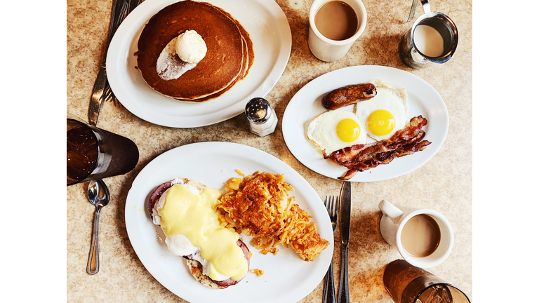 Breakfast at traditional American diner, USA