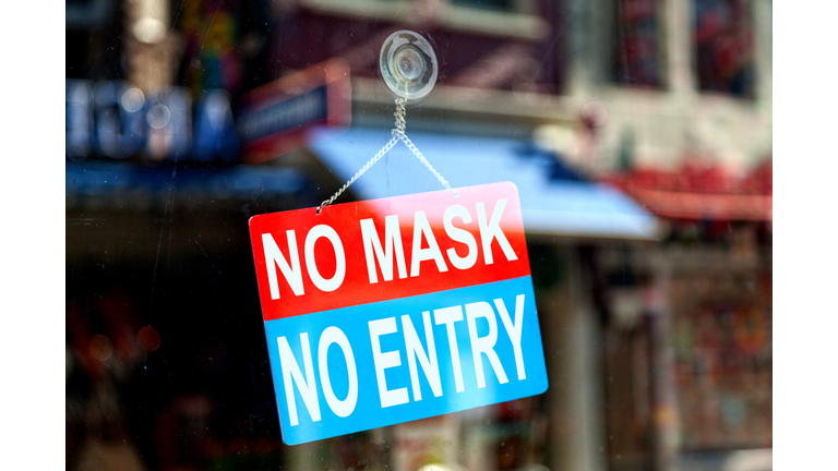 No mask, no entry - Open sign