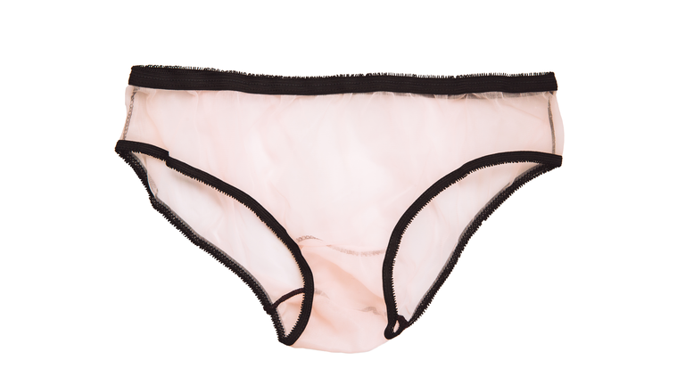 Pink underwear on white background