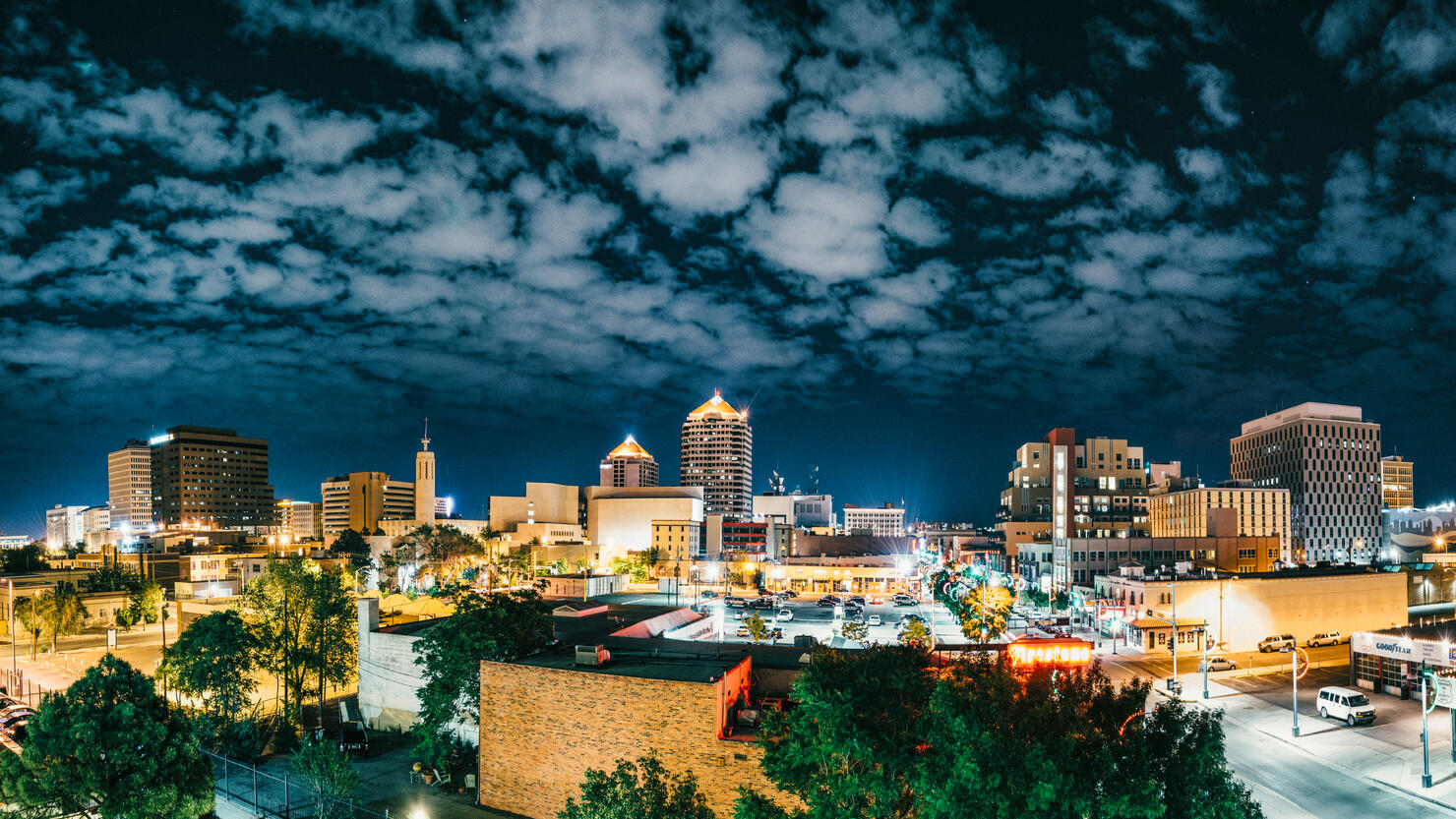 Panorama of Albuquerque Skyline at Night