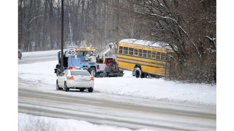 Winter School bus accident.