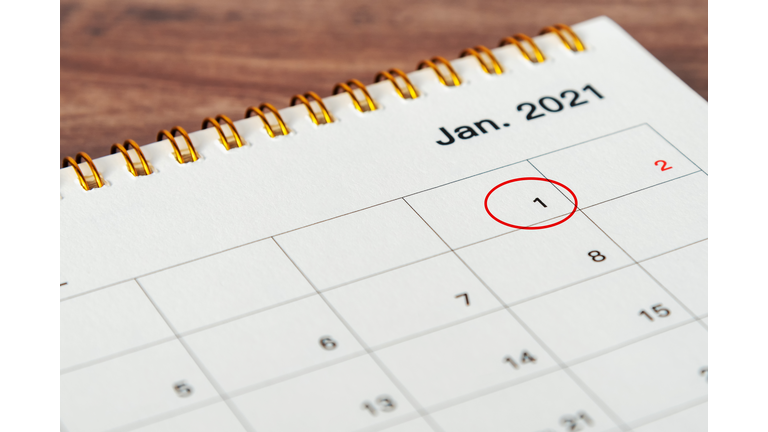 Circled January 1st 2021 Calendar