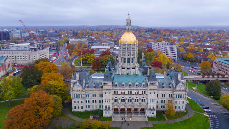 State Capitol Dome Hartford Connecticut Fall Color Autumn Season
