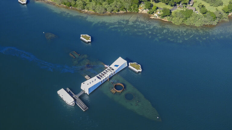 USS Missouri and USS Arizona, Pearl Harbor, Oahu, Hawaii