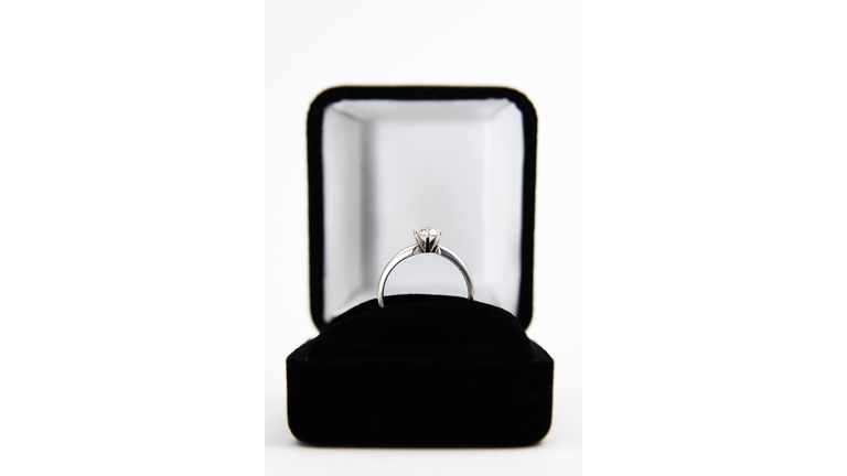 Engagement Ring in a Box Isolated on White