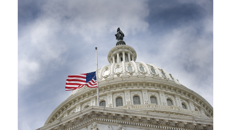 American flag over U.S. Capitol