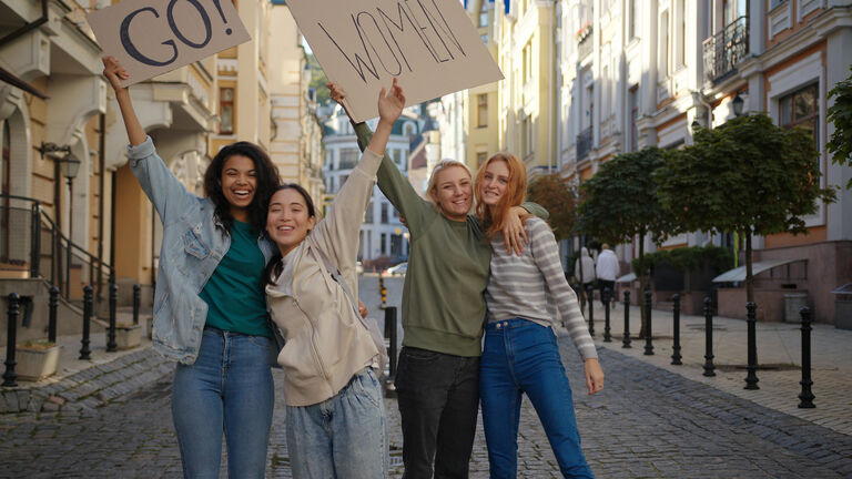 Outdoor portrait of women activists 