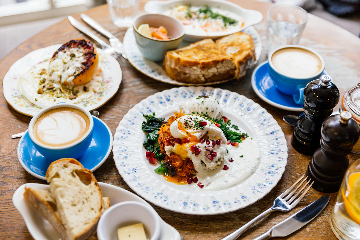 Brunch in a restaurant, London, UK